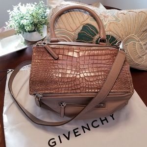 GIVENCHY Pandora Medium Calfskin Crocodile Suede